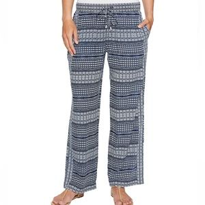 Tommy Bahama Women’s Greek Grid Wide Leg Blue Geometric Palazzo Pants Medium